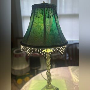 Introducing, Jade! Elegant Green Table Lamp with Beaded Fringe